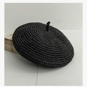 Women’s French Black Straw Beret